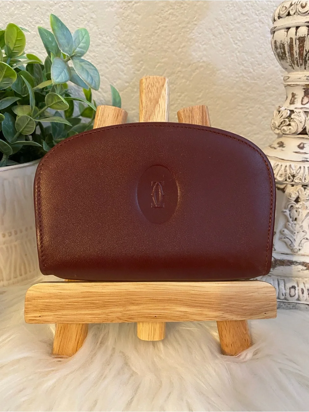 Cartier Burgundy Leather Coin Pouch - Le Must de Cartier